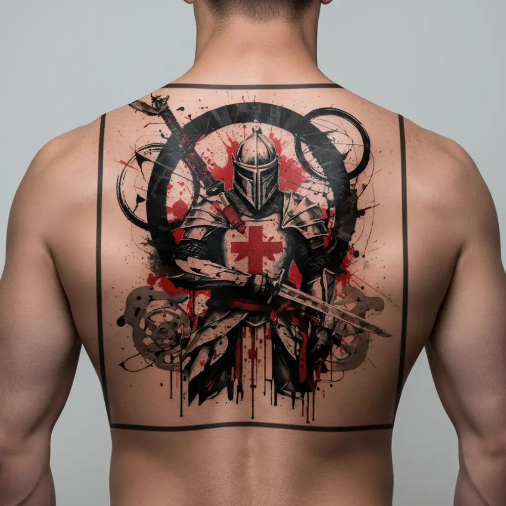 knight templar with a sword tattoo design idea