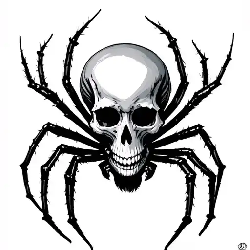 skull and spider tattoo design idea