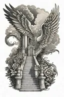 Wings and stairs going into heaven tattoo design idea