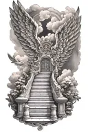 Wings and stairs going into heaven tattoo design idea
