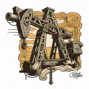 cross pumpjack tattoo design idea