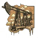 cross pumpjack tattoo design idea