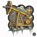 cross pumpjack tattoo design idea