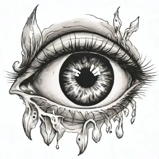 eye with tear drop tattoo design idea