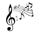 g music note with music notes floating tattoo design idea