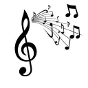 g music note with music notes floating tattoo design idea