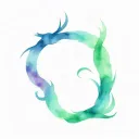 a watercolor design for my children's names: Dexter, Athena, and Artemis tattoo design idea