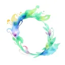 a watercolor design for my children's names: Dexter, Athena, and Artemis tattoo design idea