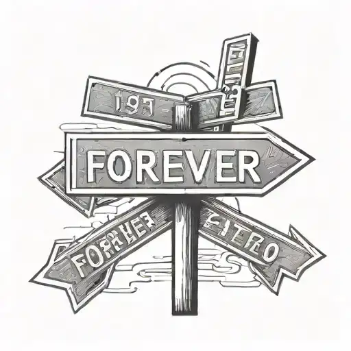 A tattoo featuring a street sign with the word 'forever' and the number 17 tattoo design idea