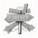 A tattoo featuring a street sign with the word 'forever' and the number 17 tattoo design idea