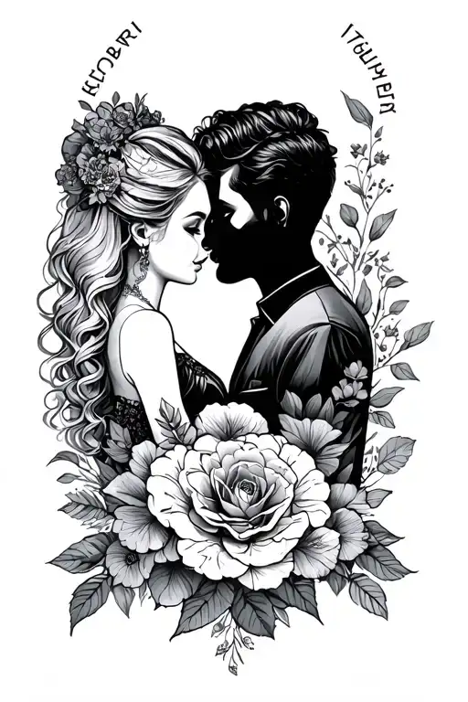 husband & wife for ever tattoo design idea