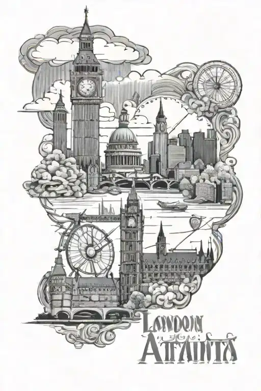 London and Atlanta skyline tattoo design idea