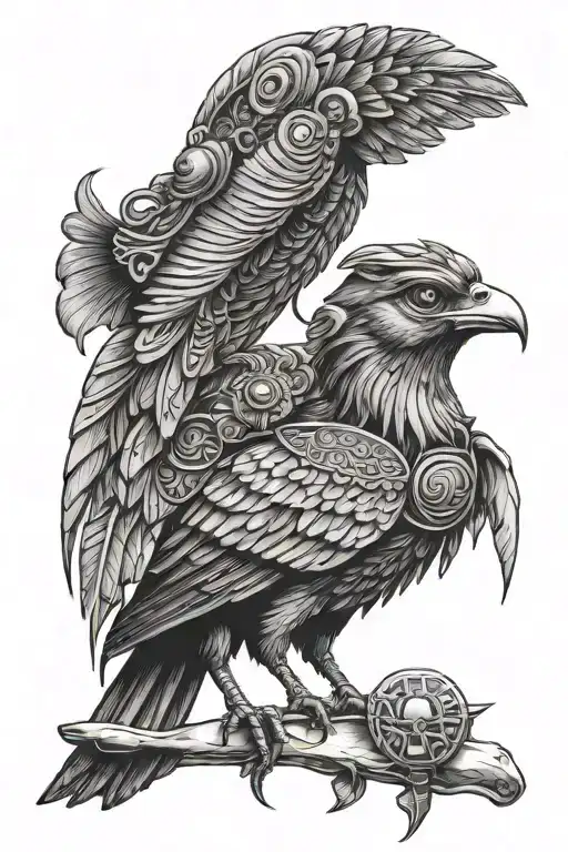 bird people egyptian god tattoo design idea
