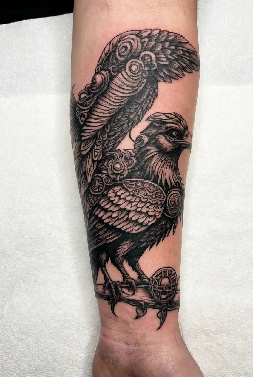 bird people egyptian god tattoo design idea