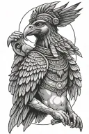 bird people egyptian god tattoo design idea
