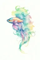 betta fish long tail tattoo design idea