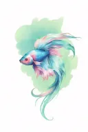 betta fish long tail tattoo design idea