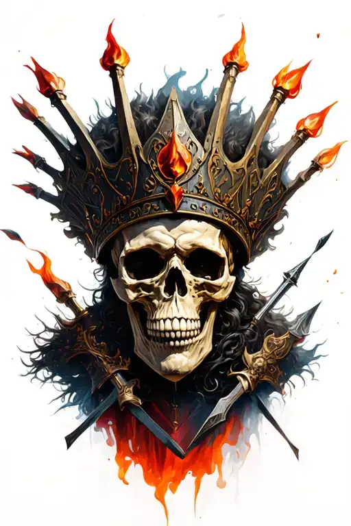 skull king in battle scene tattoo design idea