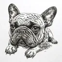 French bulldog and Buddhist tattoo design idea