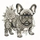 French bulldog and Buddhist tattoo design idea