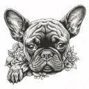 French bulldog and Buddhist tattoo design idea