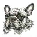 French bulldog and Buddhist tattoo design idea