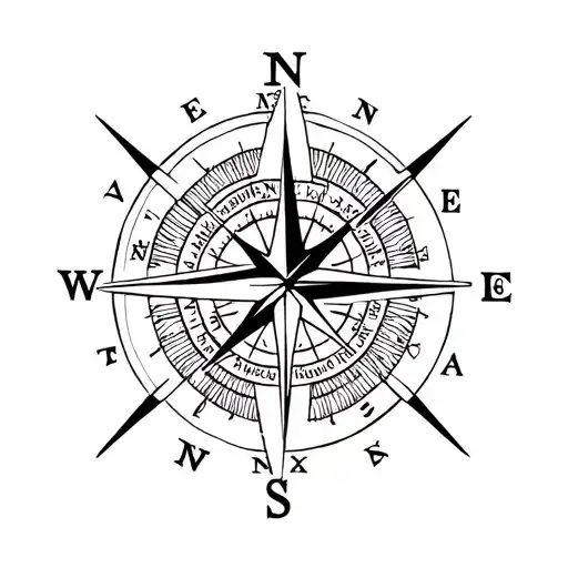 A minimalist tattoo of a compass with the initials of your family members as the cardinal directions, symbolizing that they are your guiding force and source of direction in life. tattoo design idea