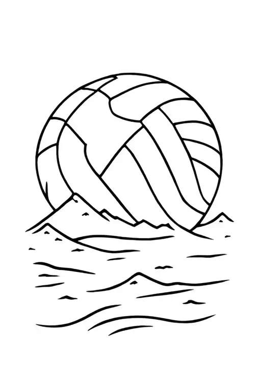 volleyball,sea and mountains tattoo design idea