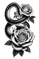 pit vipers and roses black and gray tattoo design idea