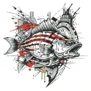 single striped bass chasing a bunker tattoo design idea