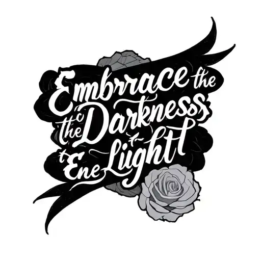 writing: Embrace the darkness to Empower the light  tattoo design idea