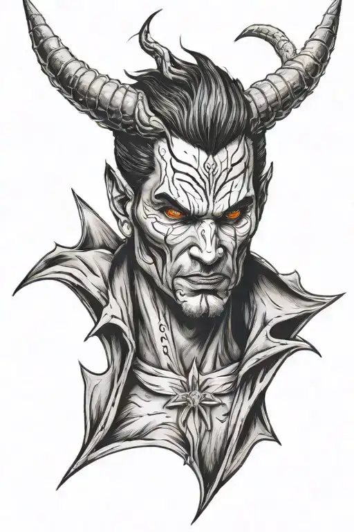 lucifer Morningstar with half normal face and half devil face  tattoo design idea