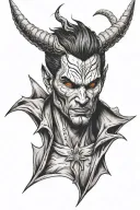 lucifer Morningstar with half normal face and half devil face  tattoo design idea