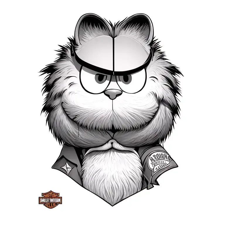 garfield with master Sargent rank on his arm incorporating Harley Davidson  tattoo design idea