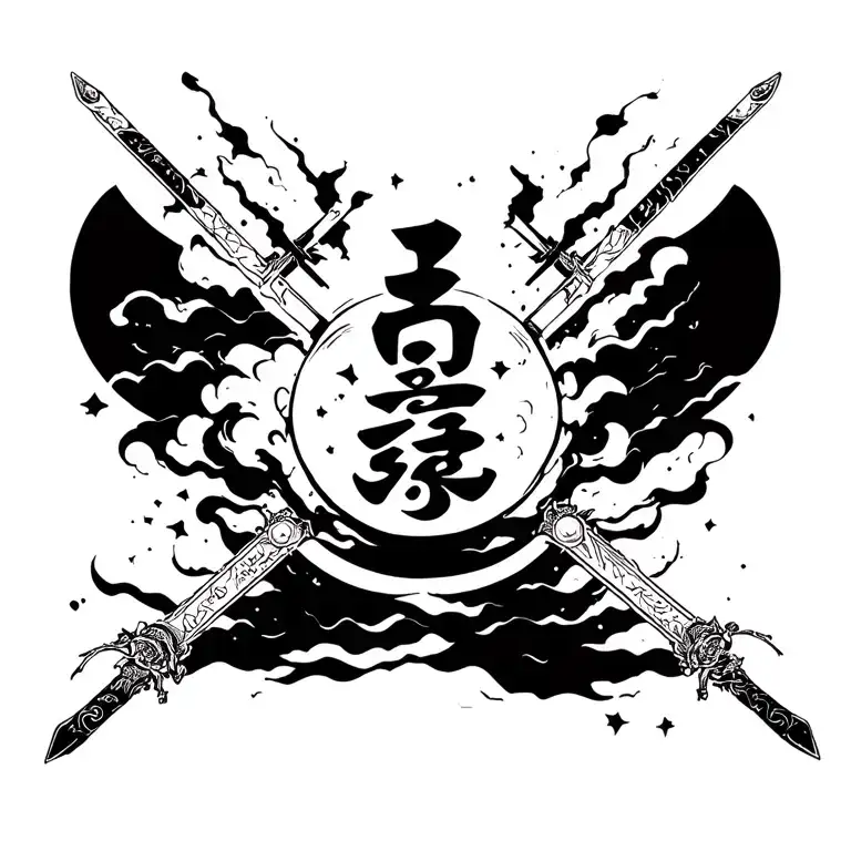 Sky The Constellation and Sabers tattoo design idea