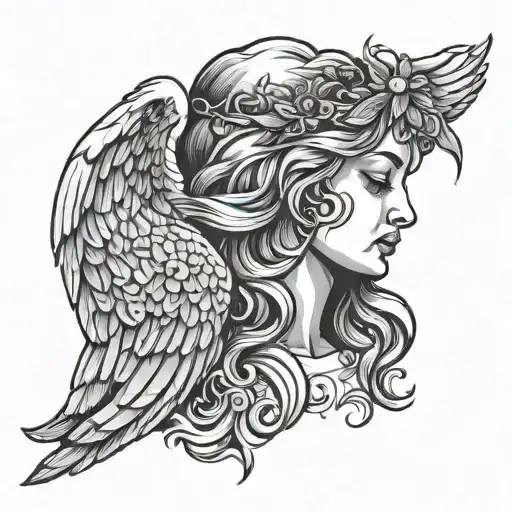 crying angel tattoo design idea