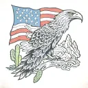 eagle, flag, ocean, cactus, mountains tattoo design idea