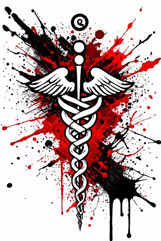 rise against tattoo with caduceus intertwined tattoo design idea