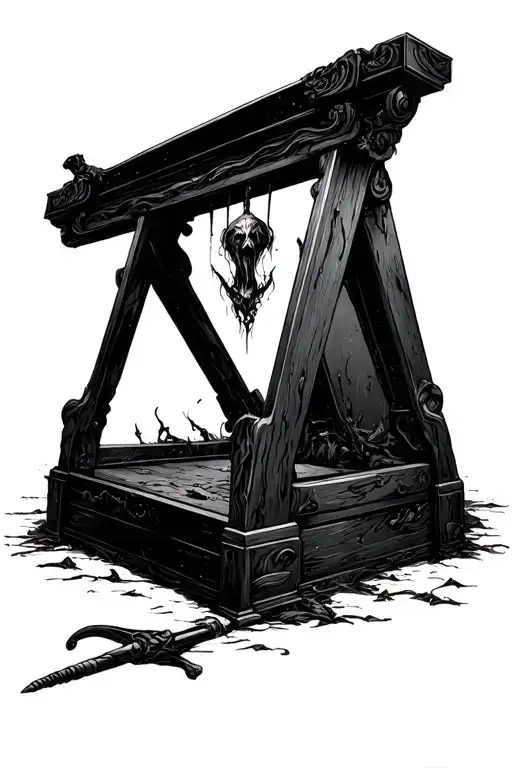 grisly guillotine tattoo design idea