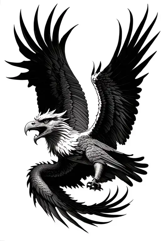 dragon and eagle soaring eagle carrying tattoo design idea