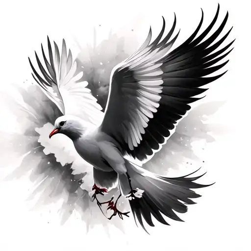 feather turning into doves flying tattoo design idea