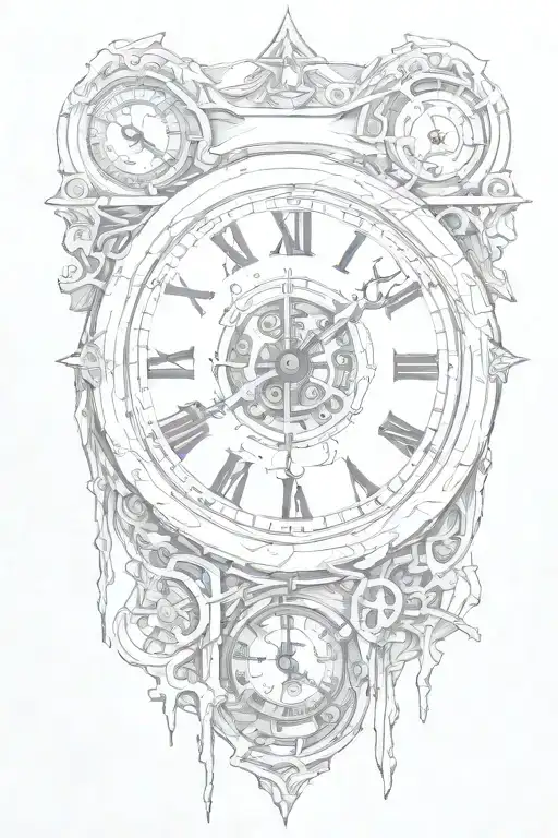 clock melting tattoo design idea