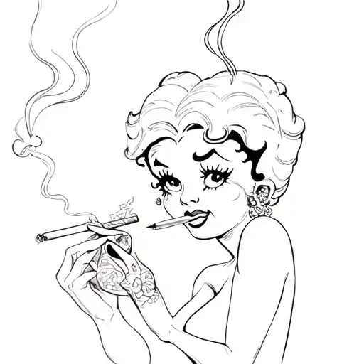 Betty boop smoking a blunt tattoo design idea