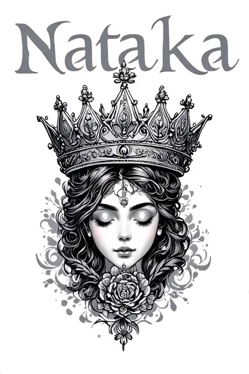 "Natalka" tiara crown tattoo design idea