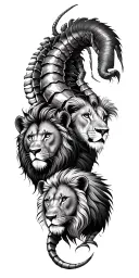  2 scorpios capricorn and a lion tattoo design idea