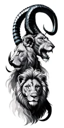  2 scorpios capricorn and a lion tattoo design idea