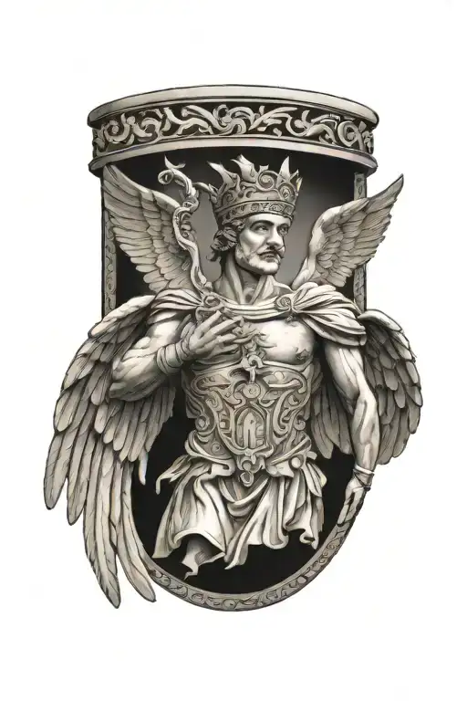 Hermes messenger god, winged crown, greek art, Greek symbolism, greek consolations star background tattoo design idea