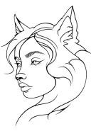 woman face morphing to wolf tattoo design idea