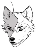 woman face morphing to wolf tattoo design idea