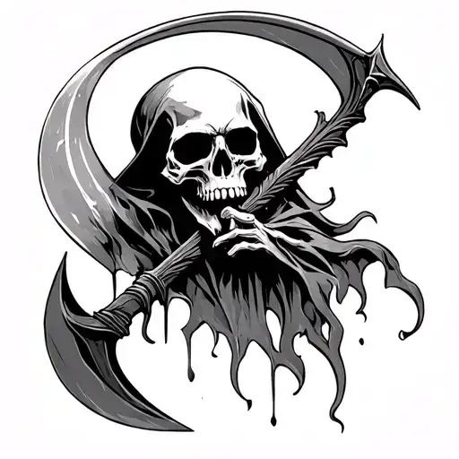skull reaper scythe  tattoo design idea